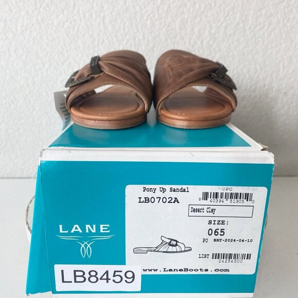 Lane Boots Womens Western Sandals 6.5 Brown Casual Cowgirl Slip on Buckle Flats - Picture 9 of 10